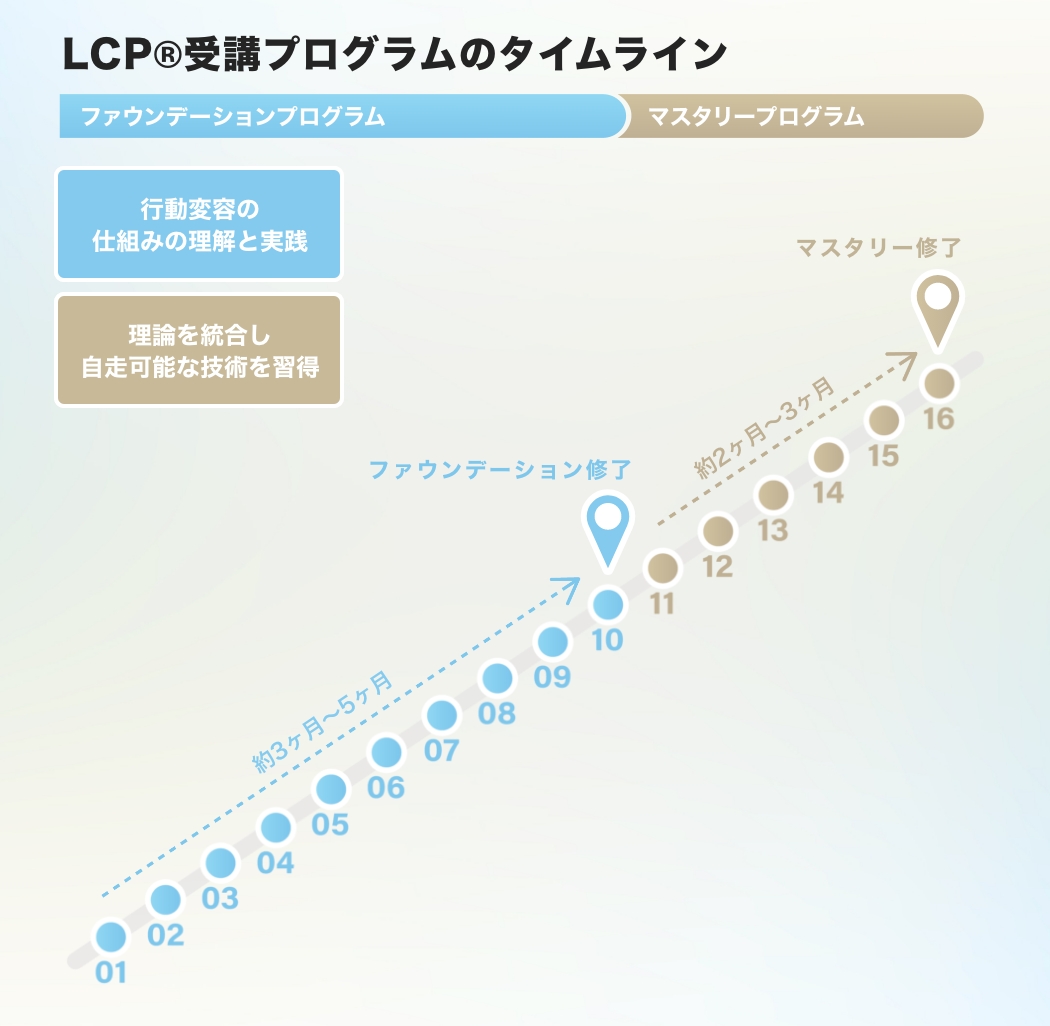 LCP受講プログラムのライムライン図